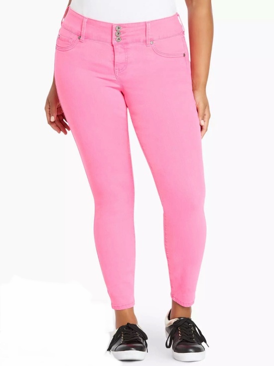 torrid Denim - Torrid High Rise Stretch Denim Jeggings 22R Neon Pink Wash